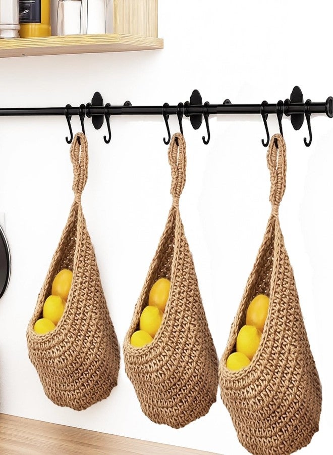 Varku 2 Pcs Hanging Vegetable Baskets for Kitchen, Cotton Rope Potato Onion Storage, Boho Produce Hammock, Space Saving Pantry Decor, Breathable Wall Mounted Fruit Organizer - Image 2